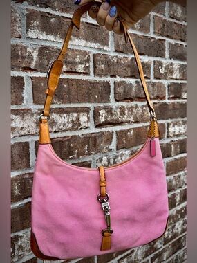 RARE Coach Hampton Pink Canvas Hobo Bag Purse Y2K 90s Canvas Leather